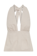 Delfina Linen Halter Top - Natural