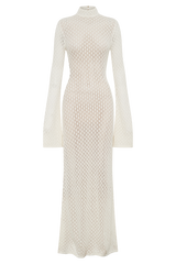 Julia Crochet Open Back Maxi Dress - White