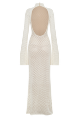 Julia Crochet Open Back Maxi Dress - White