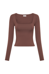 Bridget Recycled Nylon Long Sleeve Top - Mocha
