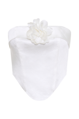 Margot Strapless Rose Corset - White