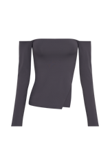 Carmen Recycled Nylon Off Shoulder Top - Charcoal