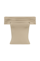 Meena Recycled Nylon Off Shoulder Top - Taupe